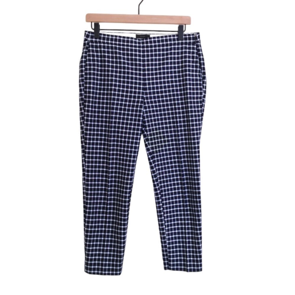 Like New J. Crew Martie Cotton Gingham Pants Blue White Size 6P